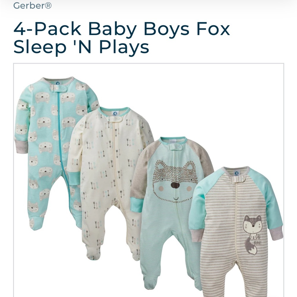 Gerber Baby Boys Fox Sleep 'N Plays - Blue, Cream, Gray
